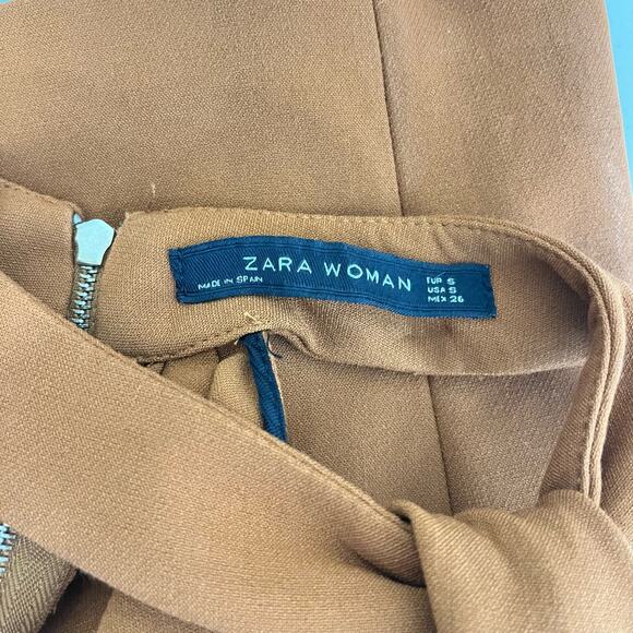 Zara Woman Womens Small Criss Cross Halter Rust Brown Contemporary Pencil Dress - Picture 3 of 4